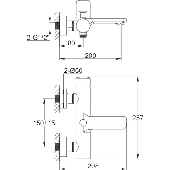 Змішувач для ванни Kohlman Wexpo Chrome KPL-QW110W (з лійкою та шлангом), фото , изображение 6