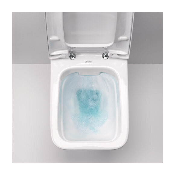 Безобідковий підвісний унітаз Geberit iCon Square Rimfree 201950000+571910000 (з сидінням), фото , изображение 4
