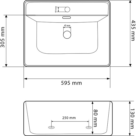 Умывальник VBI Bitonto M White VBI-015701 (60x43 см, белый глянцевый), Доступные размеры: 60 x 43, фото 5
