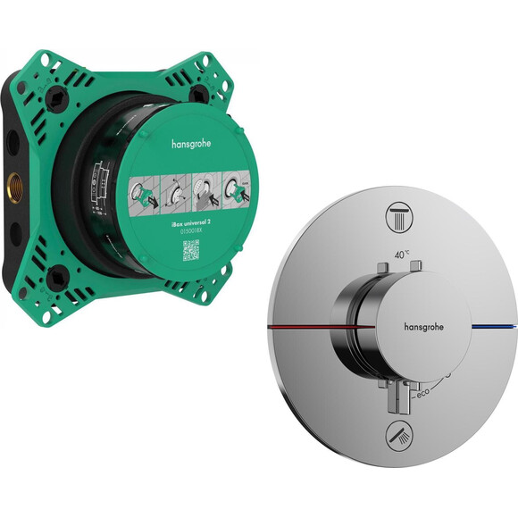 Смеситель скрытого монтажа с термостатом для ванны Hansgrohe ShowerSelect S Chrome 15556000+01500180 (хром, внутренняя часть в комплекте), Цвет производителя: хром, фото 