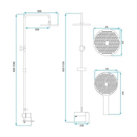 Душова система Rea Avalon Tytan Graphite REA-P2401 (графітова, з виливом), фото , изображение 5