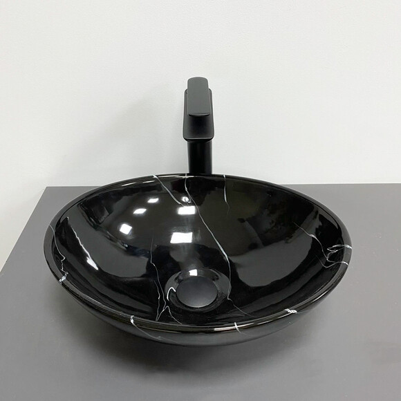 Умывальник VBI Parma Black Marmo Glossy VBI-011023 (42x34 см, черный мрамор глянцевый, чаша), Доступные размеры: 42 x 34, Цвет производителя: черный мрамор глянцевый, фото 3