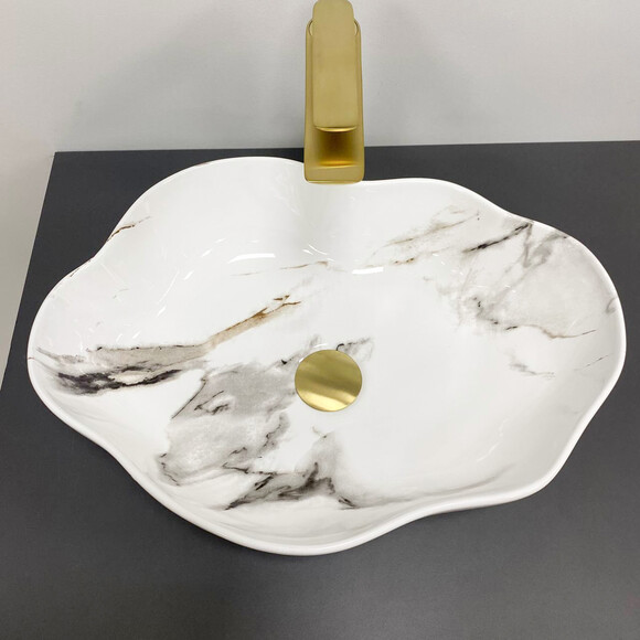 Умивальник VBI Faleria Carrara Glossy VBI-016700 (50x37 см, мармур глянсовий, чаша), фото , изображение 2