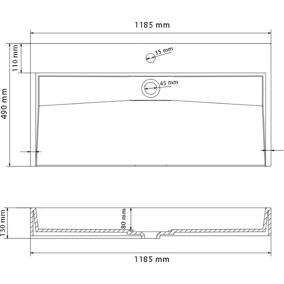 Умивальник VBI Vieste 120 Grey Matt VBI-016803 (120x49 см, сірий матовий), Доступні розміри: 120 x 49, Колір виробника: сірий матовий, фото , изображение 4