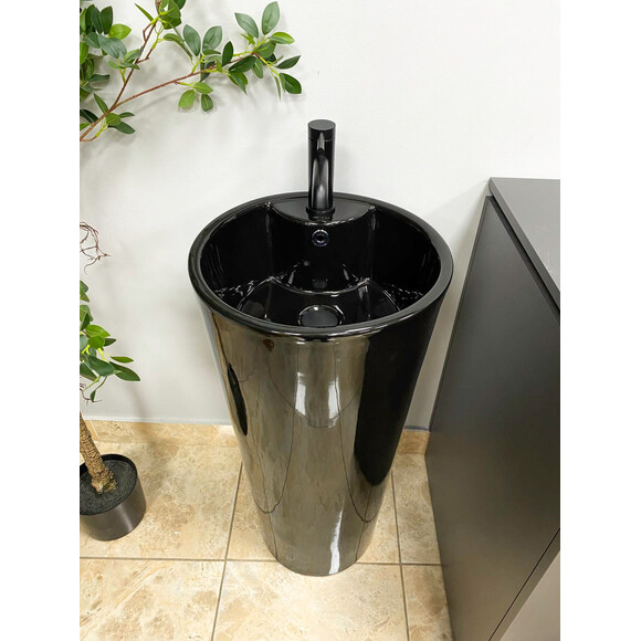 Умивальник VBI Bolonia Black Glossy VBI-019018 (40 см, чорний глянсовий, підлоговий), Доступні розміри: 40 x 40, Колір виробника: чорний глянець, фото , изображение 2