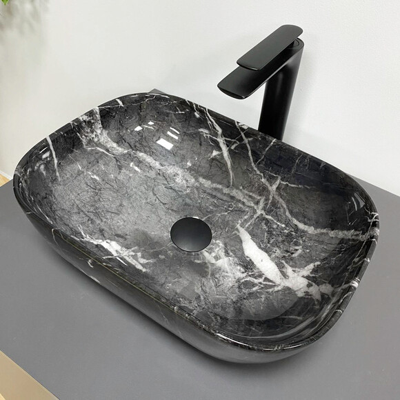 Умивальник VBI Ravenna Black Opal Glossy VBI-011225 (46x33 см, чорний опал глянсовий, чаша), Доступні розміри: 45 x 32, Колір виробника: чорний опал глянсовий, фото 