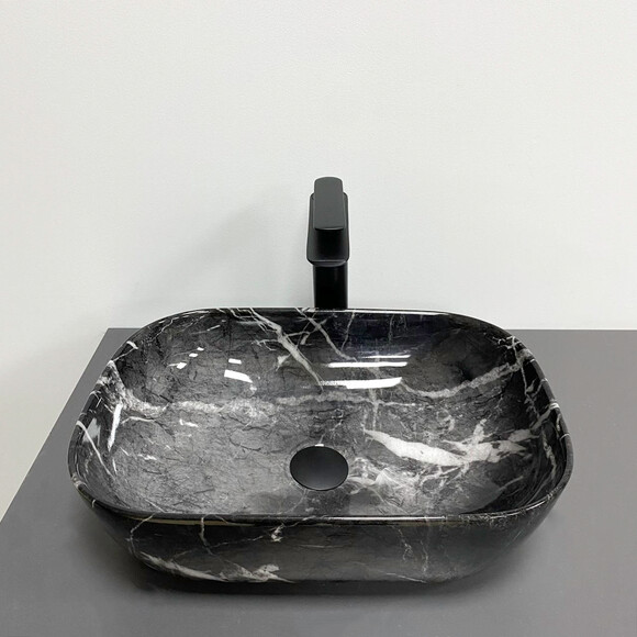 Умивальник VBI Ravenna Black Opal Glossy VBI-011225 (46x33 см, чорний опал глянсовий, чаша), Доступні розміри: 45 x 32, Колір виробника: чорний опал глянсовий, фото , изображение 2