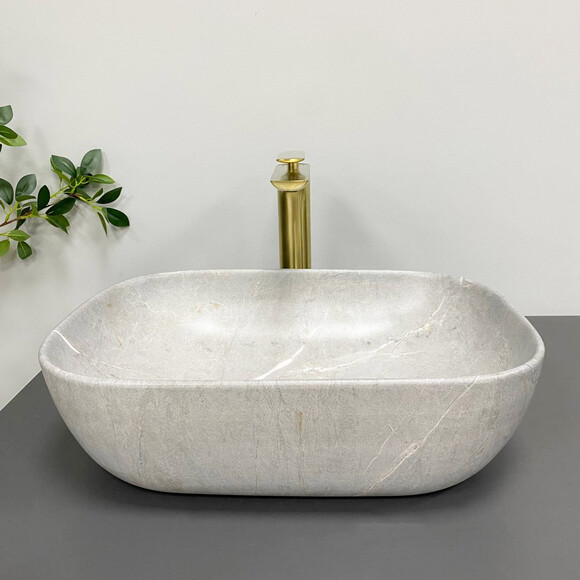 Умивальник VBI Ravenna Grey Stone Matt VBI-011216 (46x32 см, сірий матовий камінь, чаша), Доступні розміри: 45 x 32, Колір виробника: сірий камінь матовий, фото , изображение 3