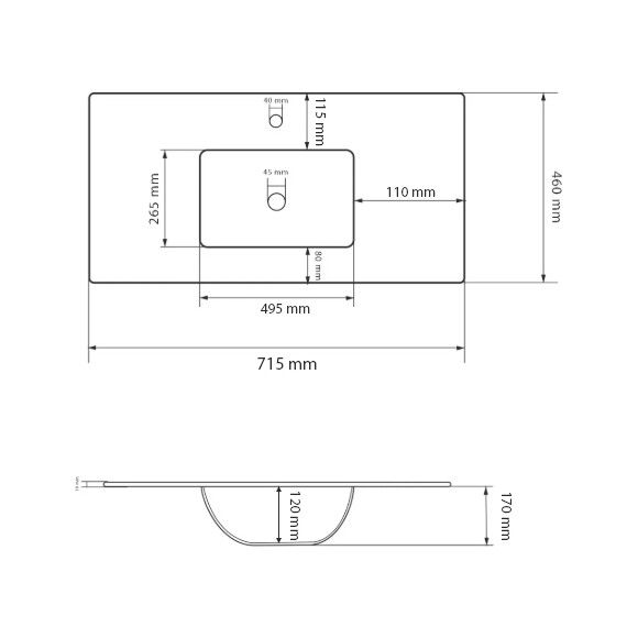 Умывальник VBI Ferrara 70 Black Matt VBI-018043 (72x46 см, черный матовый), Доступные размеры: 72 x 46, Цвет производителя: черный матовый, фото 4