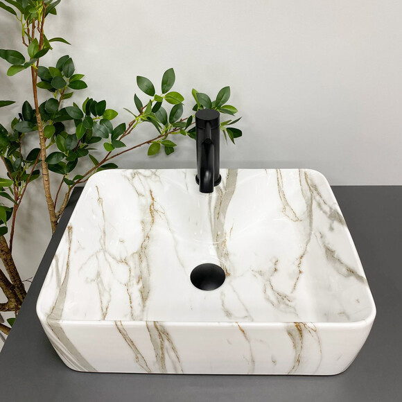 Умывальник VBI Forli Marmo Glossy VBI-011105 (48x38 см, мрамор глянцевый), Доступные размеры: 48 x 38, Цвет производителя: мрамор глянцевый, фото 2