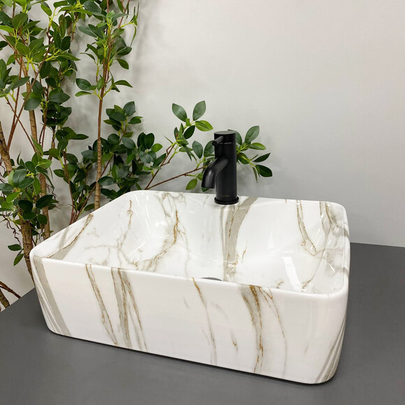 Умывальник VBI Forli Marmo Glossy VBI-011105 (48x38 см, мрамор глянцевый), Доступные размеры: 48 x 38, Цвет производителя: мрамор глянцевый, фото 3