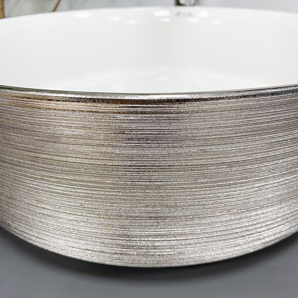 Умивальник VBI Prato White/Brush Silver VBI-011407 (36 см, білий глянсовий/брашований срібний, чаша), Доступні розміри: 36 x 36, Колір виробника: білий глянець, срібло, фото , изображение 3