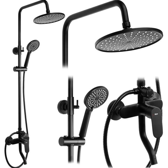 Душова система Rea Salton Black REA-P2409 (чорна, з виливом), фото , изображение 2