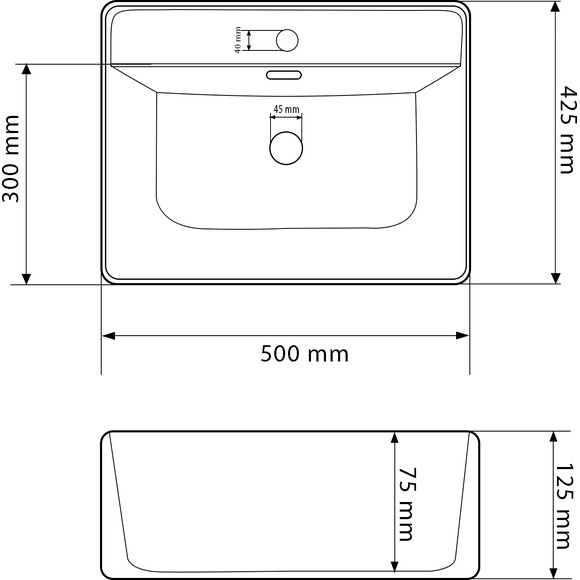 Умывальник VBI Bitonto White Glossy VBI-015700 (50x42 см, белый глянцевый), Доступные размеры: 50 x 42, фото 4
