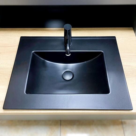 Умивальник VBI Ferrara 60 Black Matt VBI-018042 (62x46 см, чорний матовий), Доступні розміри: 61 x 46, Колір виробника: чорний матовий, фото 