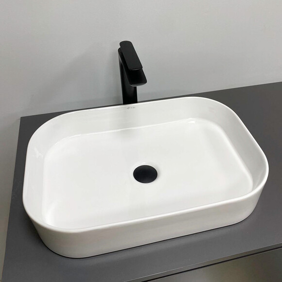 Умывальник VBI Vestone 55 White Glossy VBI-017001 (56x38 см, белый глянцевый), Доступные размеры: 56 x 38, Цвет производителя: белый глянец, фото 2