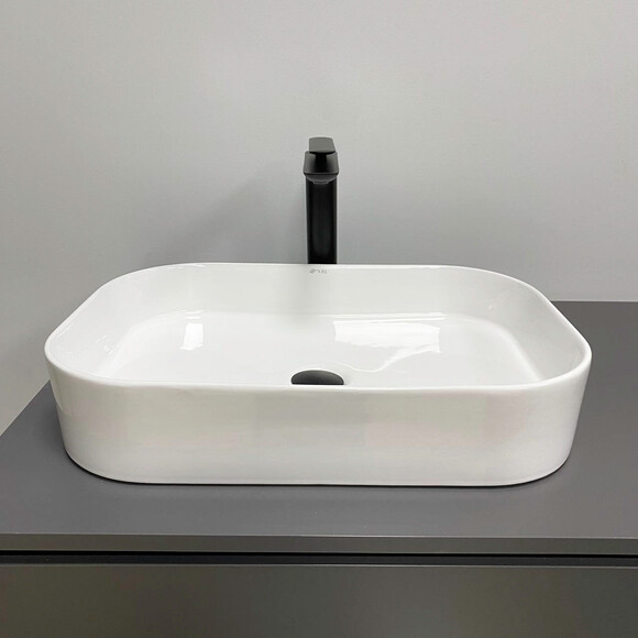 Умывальник VBI Vestone 55 White Glossy VBI-017001 (56x38 см, белый глянцевый), Доступные размеры: 56 x 38, Цвет производителя: белый глянец, фото 3