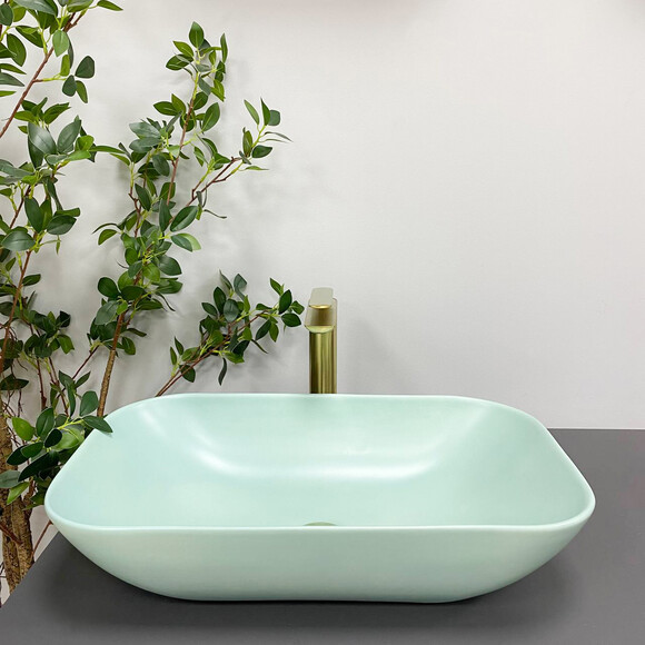 Умивальник VBI Avezzano Green Matt VBI-014404 (58x36 см, зелений матовий, чаша), Колір виробника: зелений матовий, фото , изображение 2