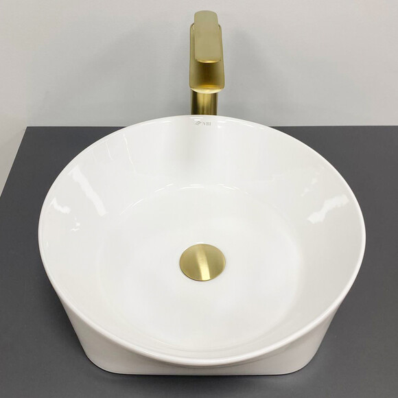 Умывальник VBI Panni White Glossy VBI-016500 (40 см, белый глянцевый, чаша), фото 