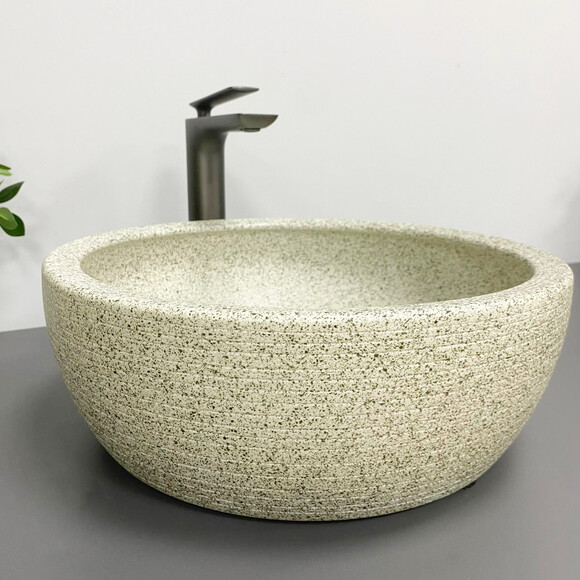 Умивальник VBI Corridonia Beige Stone Matt VBI-016100 (42 см, матовий бежевий камінь, чаша), фото , изображение 4