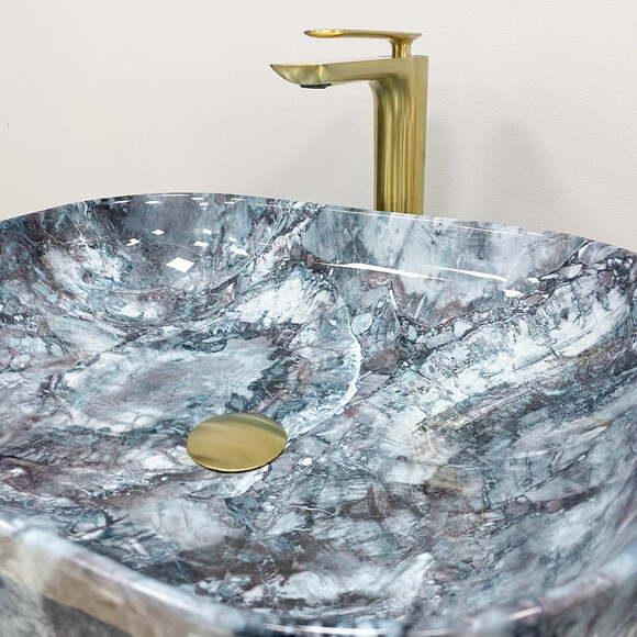 Умивальник VBI Bergamo Blue Tourmaline Glossy VBI-012504 (50x40 см, блакитний глянсовий турмалін, чаша), Доступні розміри: 50 x 40, Колір виробника: блакитний глянсовий турмалін, фото , изображение 3