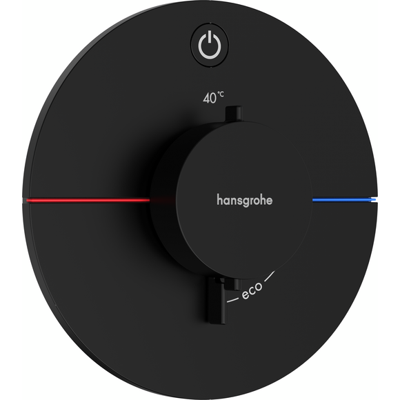 Змішувач прихованого монтажу з термостатом для душу Hansgrohe ShowerSelect S Matt Black 15553670+01500180 (чорний матовий, внутрішня частина в комплекті), Колір виробника: чорний матовий, фото , изображение 2