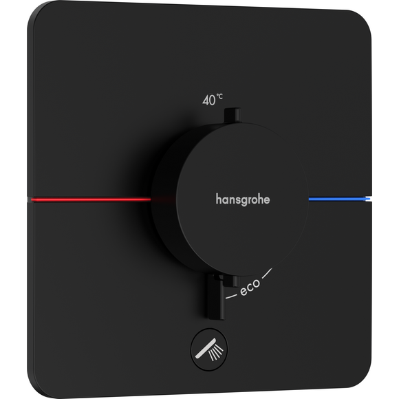Змішувач прихованого монтажу з термостатом Hansgrohe ShowerSelect Comfort Q Matt Black 15589670+01500180 (чорний матовий, внутрішня частина в комплекті), Колір виробника: чорний матовий, фото , изображение 2