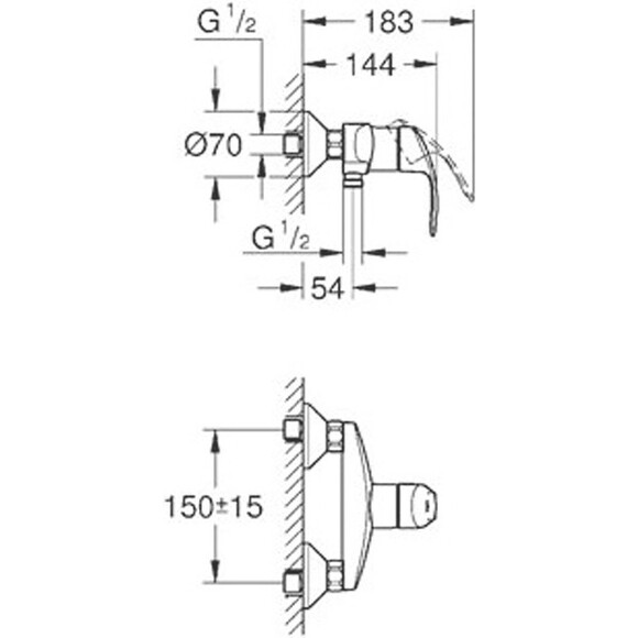 Комплект смесителей для ванной комнаты Grohe Eurosmart M-Size 123244 M (23324001+33555002+27926001), фото 9