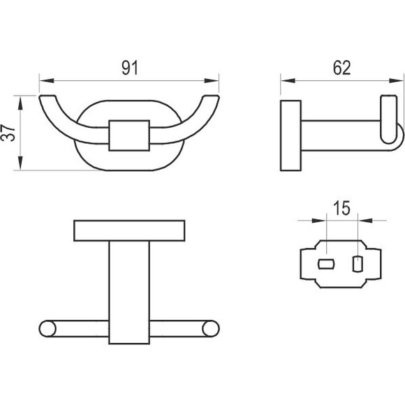 Крючок для ванной Ravak Chrome CR 100.00CR (X07P186, двойной), фото 3