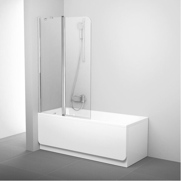 Скляна шторка для ванни Ravak Chrome CVS2-100 L (7QLA0C00Z1, 100x150 см, скло прозоре, профіль хром), Доступні розміри: 100 L, Колір виробника: прозоре скло, обробка хром, фото 