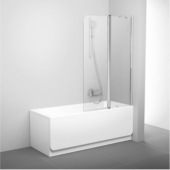 Скляна шторка для ванни Ravak Chrome CVS2-100 R (7QRA0C00Z1, 100x150 см, прозоре скло, профіль хром), Доступні розміри: 100 R, Колір виробника: прозоре скло, обробка хром, фото 