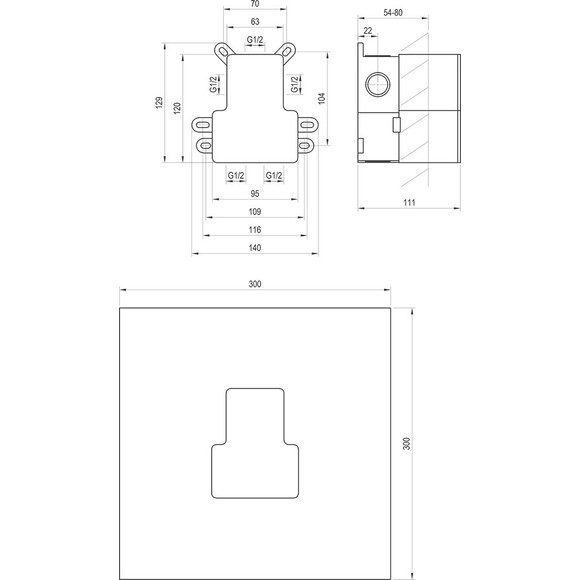 Универсальная скрытая часть Ravak Espirit/Eleganta R-Box Vertical O2 RB 07E.50 (X070234), фото 4