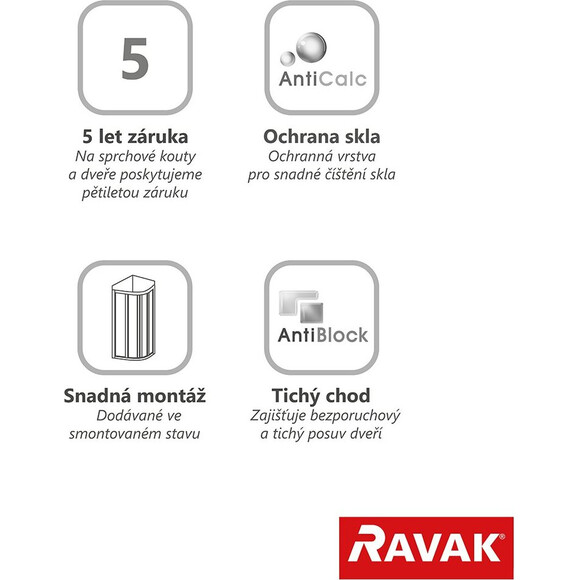 Душова кабіна Ravak Supernova ASDP3-120+APSS-90 (00VG03R2Z1SET120APSS90, 120x90 см, скло прозоре, профіль чорний), Доступні розміри: 120 x 90, Колір виробника: прозоре скло, обробка чорна, фото , изображение 7