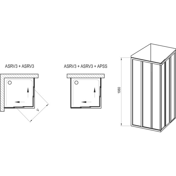 Душевая кабина Ravak Supernova ASRV3-75+ASRV3-80 (15V301R2ZGSET7580, 80x75 см, стекло матовое, профиль белый), Доступные размеры: 80 x 75, Цвет производителя: матовое рифленое стекло, отделка белая, фото 6