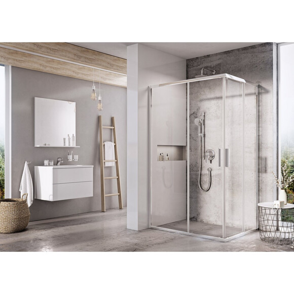 Двері для душової кабіни Ravak Blix Slim BLSRV2K-80 (X1XM40C00Z1, 80 см, скло прозоре, профіль хром), Доступні розміри: 80 x 195, Колір виробника: прозоре скло, обробка хром, фото 