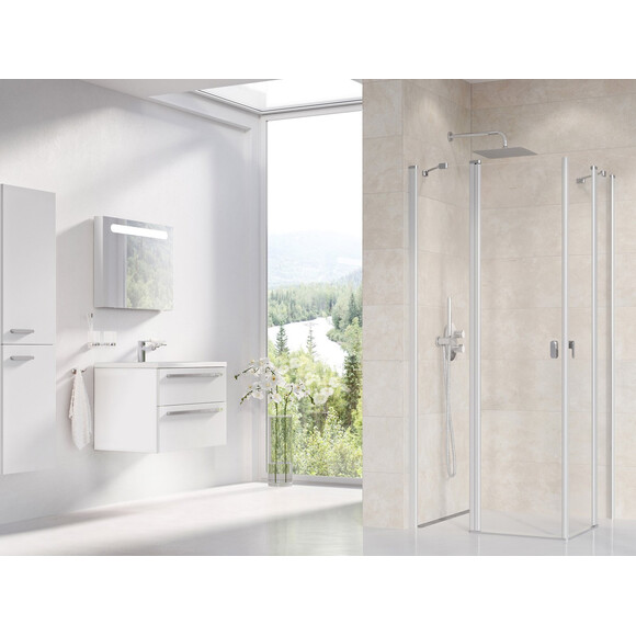 Двері для душової кабіни Ravak Chrome CRV2-100 (1QVA0U00Z1, 100 см, скло прозоре, профіль сатин), Доступні розміри: 100 x 195, Колір виробника: прозоре скло, обробка сатин, Расположение проема (входа): универсальное (оборачиваемое), фото 