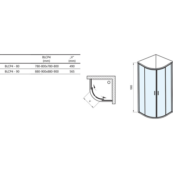 Душевая кабина Ravak Blix BLCP4-90 (3B270U00ZG, 90x90 см, стекло матовое, профиль сатин), Доступные размеры: 90 x 90, Цвет производителя: матовое стекло, отделка сатин, фото 5