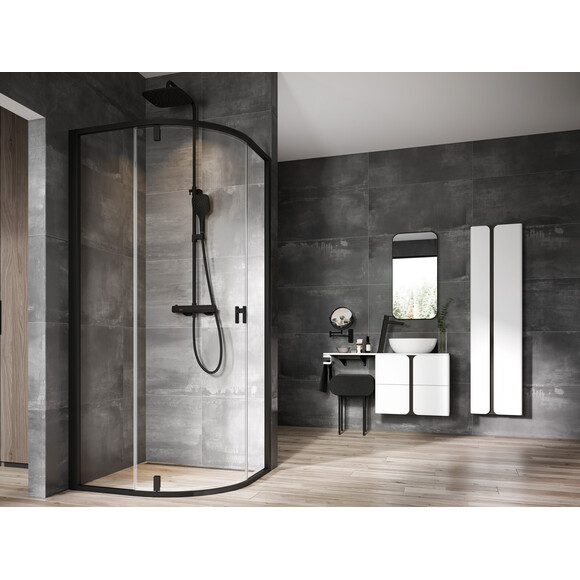 Душова кабіна Ravak Nexty NSKK3-90 (3O677300Z1, 90x90 см, скло прозоре, профіль чорний), Доступні розміри: 90 x 90, Колір виробника: прозоре скло, обробка чорна, фото 