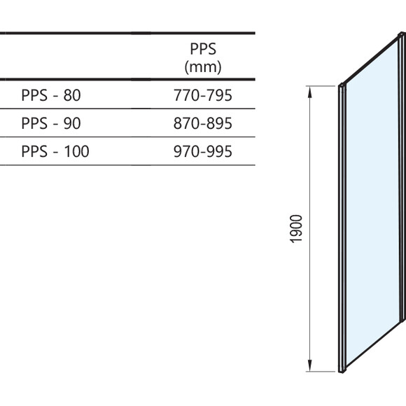 Нерухома частина душової кабіни Ravak Pivot PPS-100 (90GA0100Z1, 100 см, скло прозоре, профіль білий), Доступні розміри: 100, Колір виробника: прозоре скло, обробка біла, фото , изображение 3