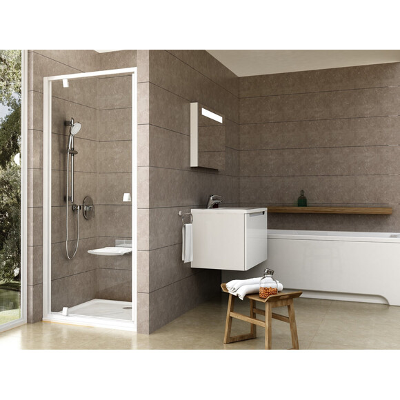 Душевые двери Ravak Pivot PDOP1-80 (03G40101Z1, 80 см, стекло прозрачное, профиль белый), Доступные размеры: 80, Цвет производителя: прозрачное стекло, отделка белая, фото 