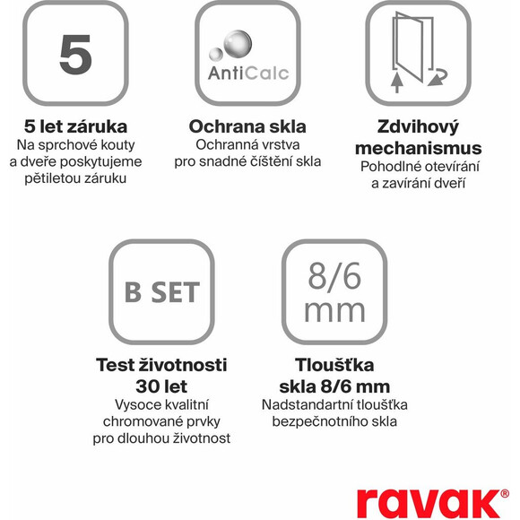 Набір скла для кабіни Ravak Brilliant BSD2-100 A-L (0ULAAA00Z1, 100 см, прозоре скло, лівий), фото , изображение 3