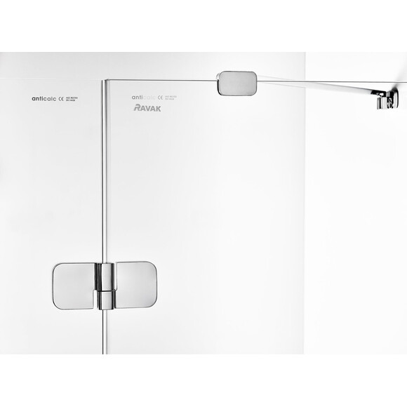 Душові двері Ravak Brilliant BSD2-100 L+B SET BSD2-L 100 (0ULAAA00Z1SET, 100 см, скло прозоре, кріплення хром, ліва), Доступні розміри: 100 L, Колір виробника: прозоре скло, обробка хром, Расположение проема (входа): справа, фото , изображение 3