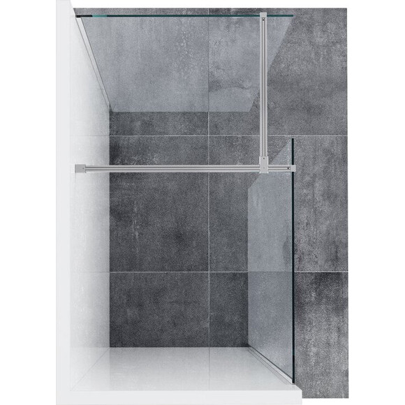 Душевая стенка Ravak Walk-In Double Wall Set 100+140 + W SET Uni T (GW9WA0C0SZ1SET100140, 100х140 см, стекло прозрачное, держатель хром), Доступные размеры: 100 x 140, Цвет производителя: прозрачное стекло, отделка хром, фото 4