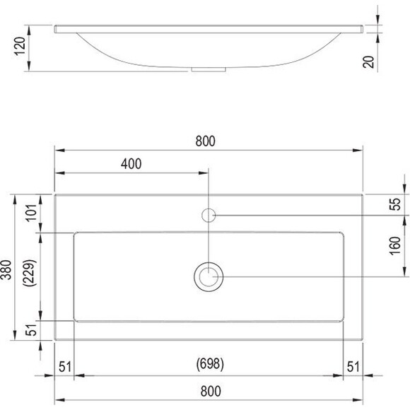 Умивальник Ravak Clear 800 XJJ01180000 (80x38 см, білий глянсовий), Доступні розміри: 80 x 38, Колір виробника: білий глянець, фото , изображение 4