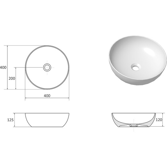 Умивальник Ravak Uni Slim 400 B XJX01140003 (40 см, білий глянсовий, чаша), фото , изображение 5