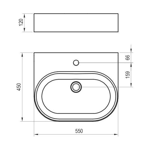 Умывальник Ravak Ceramic 550 O Slim Wall XJX01155004 (55x45 см, белый глянцевый), фото 6