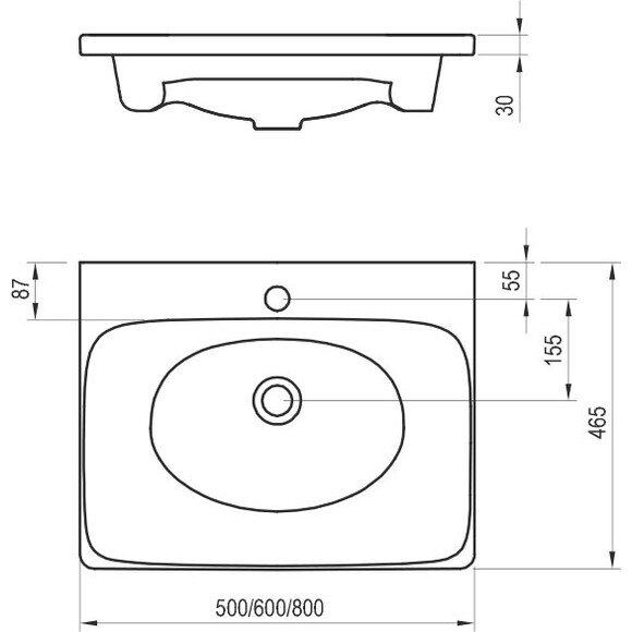 Умивальник Ravak Balance 60 XJX01260000 (60x46 см, білий глянсовий), Доступні розміри: 60 x 46, Колір виробника: білий глянець, фото , изображение 5