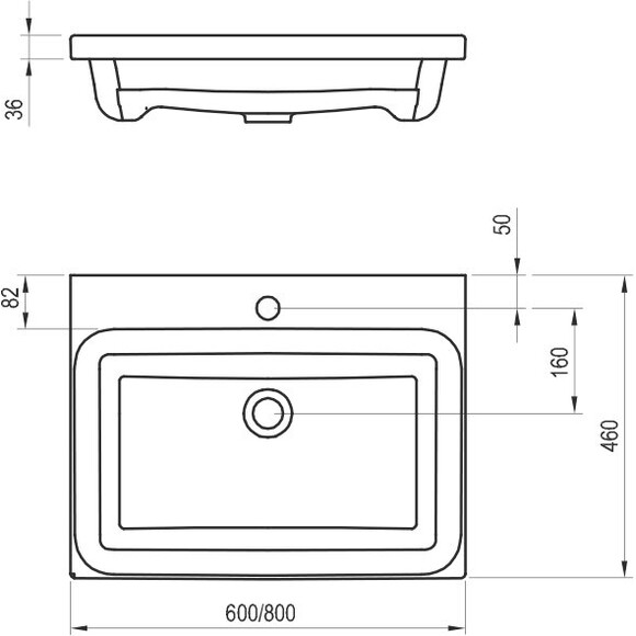 Умивальник Ravak Comfort 800 XJX01280001 (80x46 см, білий глянсовий), Доступні розміри: 80 x 46, Колір виробника: білий глянець, фото , изображение 7