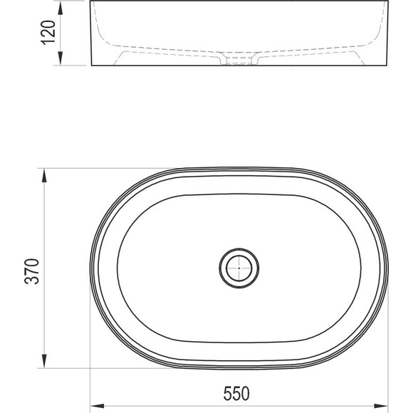 Умивальник Ravak Ceramic 550 O Slim XJX0D155000 (55x37 см, антрацит), Доступні розміри: 55 x 37, Колір виробника: антрацит, фото , изображение 4