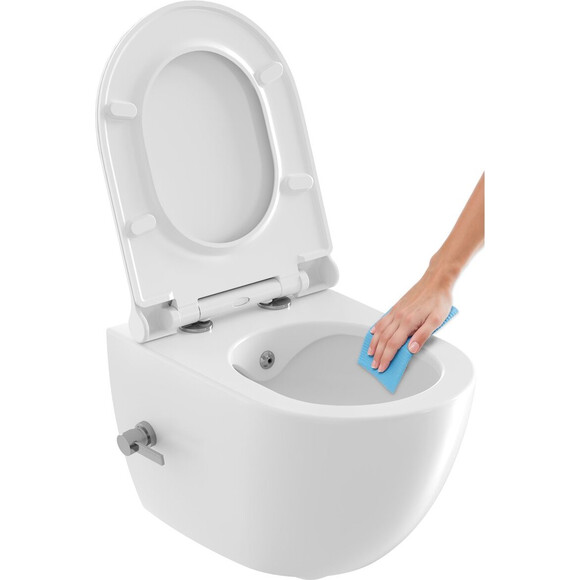 Безобідковий підвісний унітаз-біде Ravak Uni Chrome RimOff Bidet Toilet X01912 (зі зішувачем, без сидіння), фото , изображение 8
